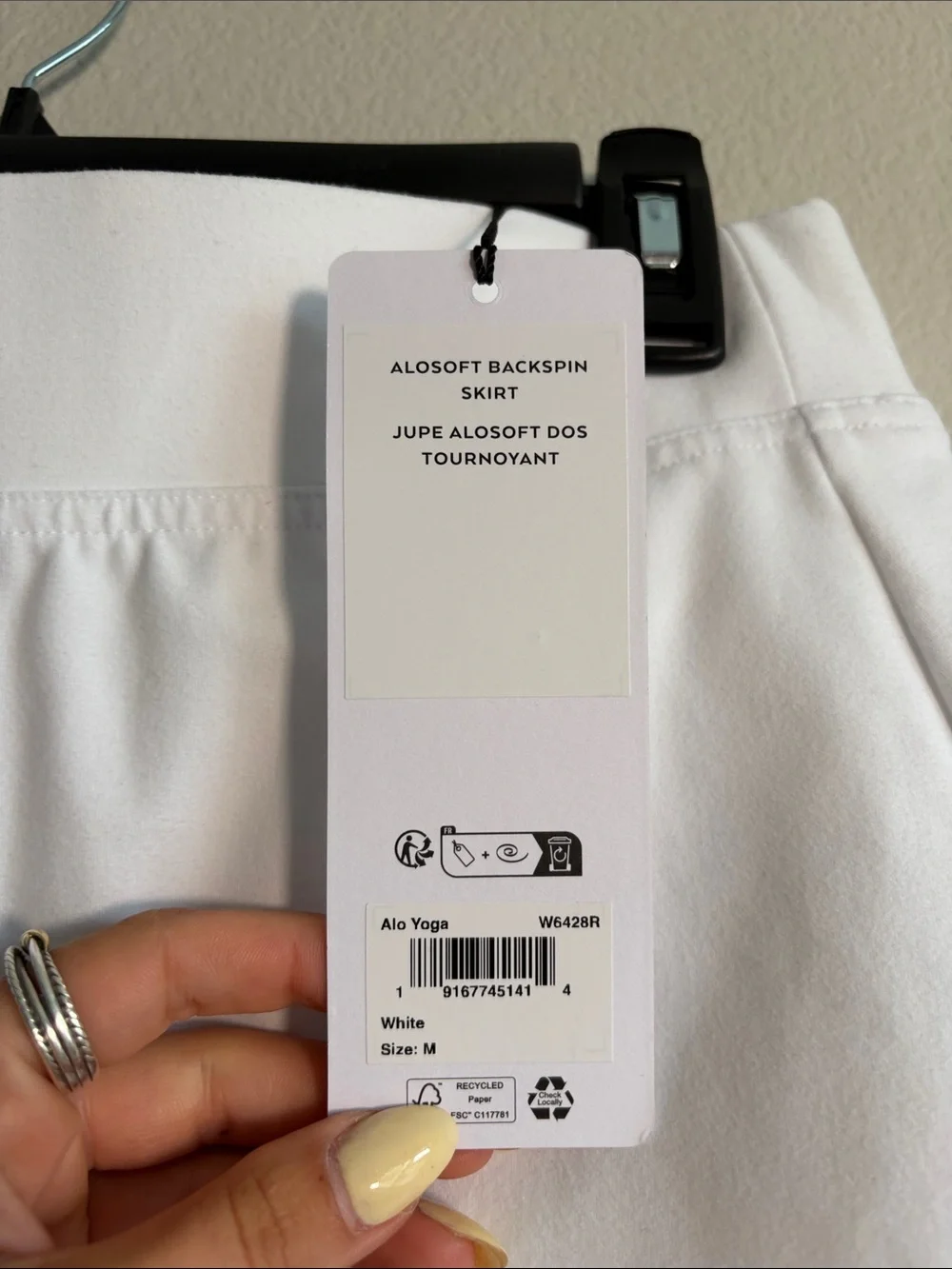 NWT ALO Yoga Alosoft Backspin Skirt in White- M